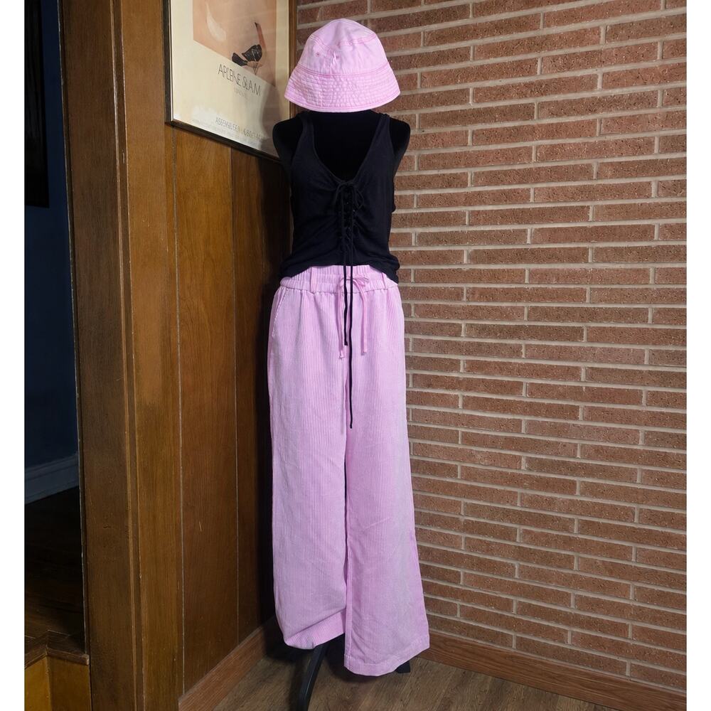 BDG Urban Outfitters Pink Corduroy Wide Leg Drawstring Pants Size Large